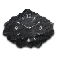 Schiefer Design-Wanduhr aus Stein mit leisem Funkuhrwerk | B-Ware