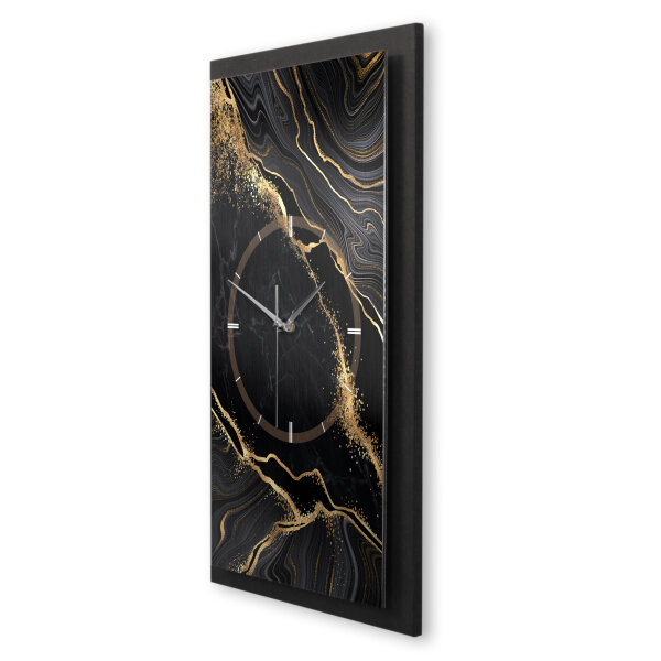 Black & Gold Waves – Vertora Metallic Wanduhr...
