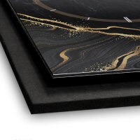 Black & Gold Waves – Vertora Metallic Wanduhr aus Alu & MDF
