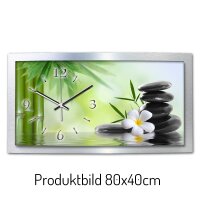 Relax Nature – gewölbte 3D-Wanduhr mit silbernem Alu-Rahmen