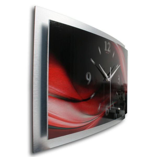 Dark Ember – gewölbte 3D Metallic-Wanduhr mit...