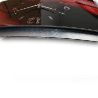 Dark Ember – gewölbte 3D Metallic-Wanduhr mit silbernem Alu-Rahmen