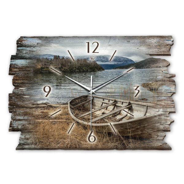 Boot Designer-Wanduhr aus Holz – leises Uhrwerk