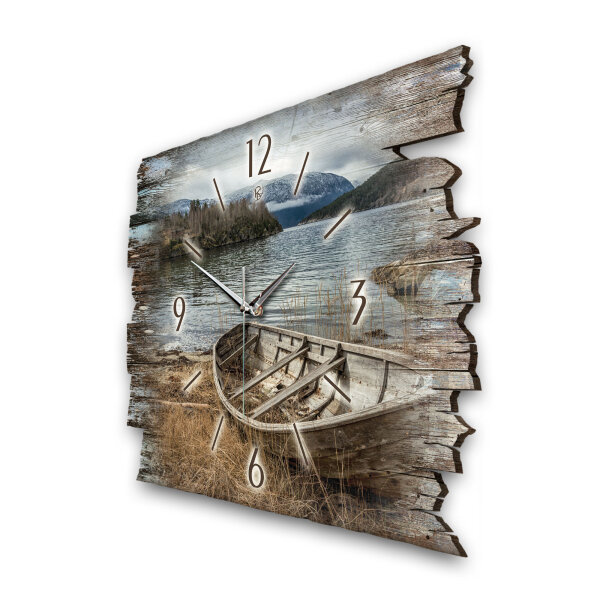 Boot Designer-Wanduhr aus Holz – leises Uhrwerk