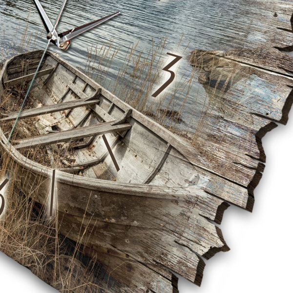 Boot Designer-Wanduhr aus Holz – leises Uhrwerk