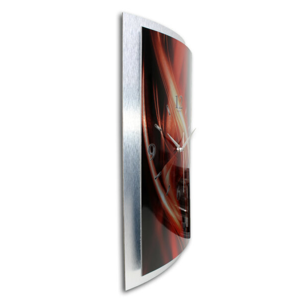 Red Motion – gewölbte 3D Metallic-Wanduhr mit...