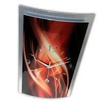 Red Motion – gewölbte 3D Metallic-Wanduhr mit silbernem Alu-Rahmen