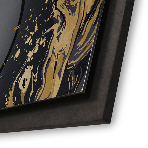 Golden Liquid – Panora Metallic Wanduhr aus Alu & MDF