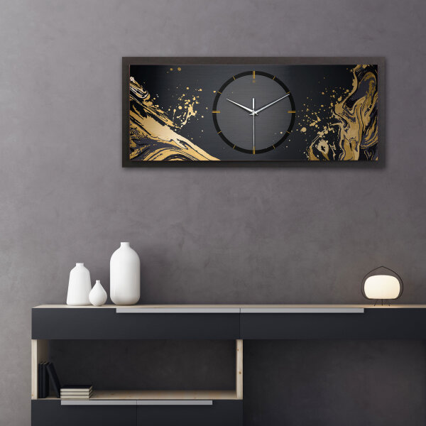 Golden Liquid – Panora Metallic Wanduhr aus Alu & MDF