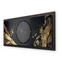 Golden Liquid – Panora Metallic Wanduhr aus Alu & MDF