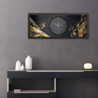 Golden Liquid – Panora Metallic Wanduhr aus Alu & MDF