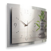 Relax – gewölbte 3D-Metallic-Wanduhr mit silbernem Alu-Rahmen