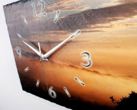 Sonnenaufgang Design-Wanduhr aus Steinguss mit leisem Uhrwerk