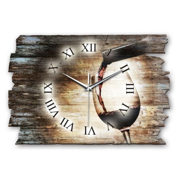 Weinverkostung Designer-Wanduhr aus Holz – leises...