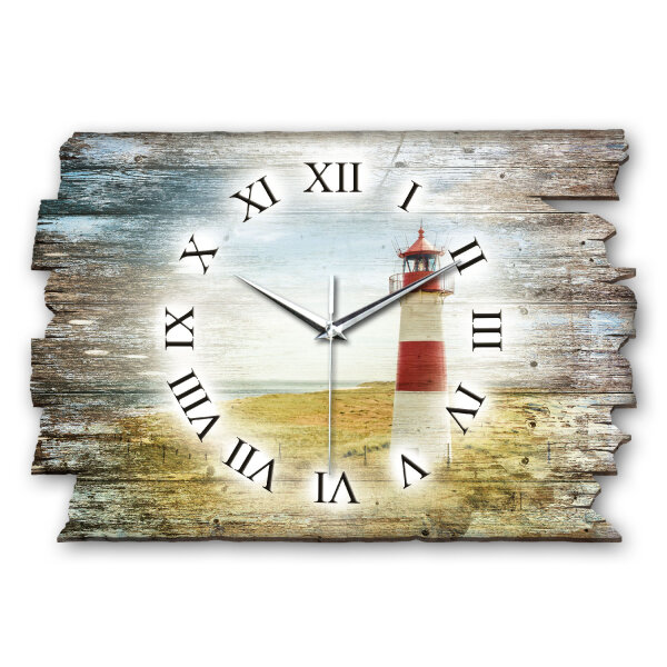 Leuchtturm am Strand Designer-Wanduhr aus Holz –...