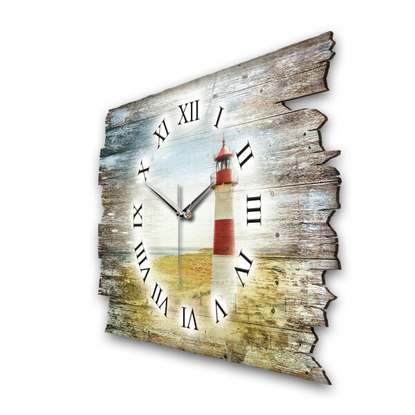 Leuchtturm am Strand Designer-Wanduhr aus Holz –...