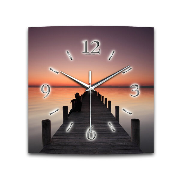 Sonnenuntergang Designer-Wanduhr mit leisem Uhrwerk aus Alu