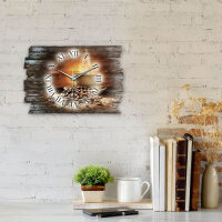 Kaffee & Bohnen Designer-Wanduhr aus Holz – leises Uhrwerk