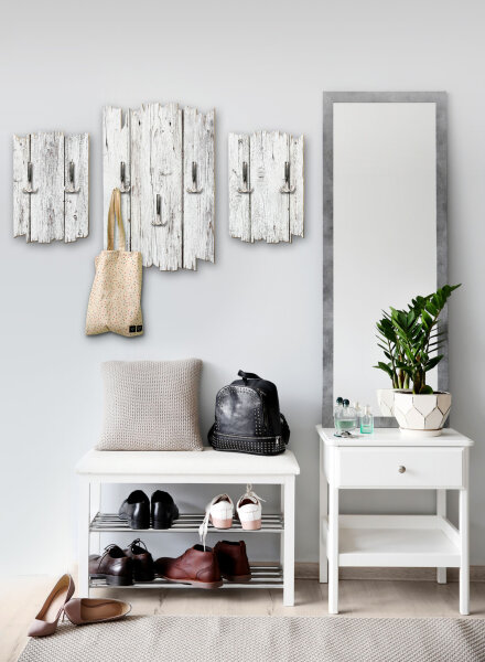 Holzoptik weiß Shabby chic 3-Teiler Garderobe aus MDF