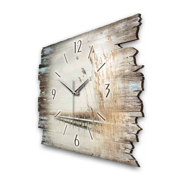 Steg Designer-Wanduhr aus Holz – leises Uhrwerk