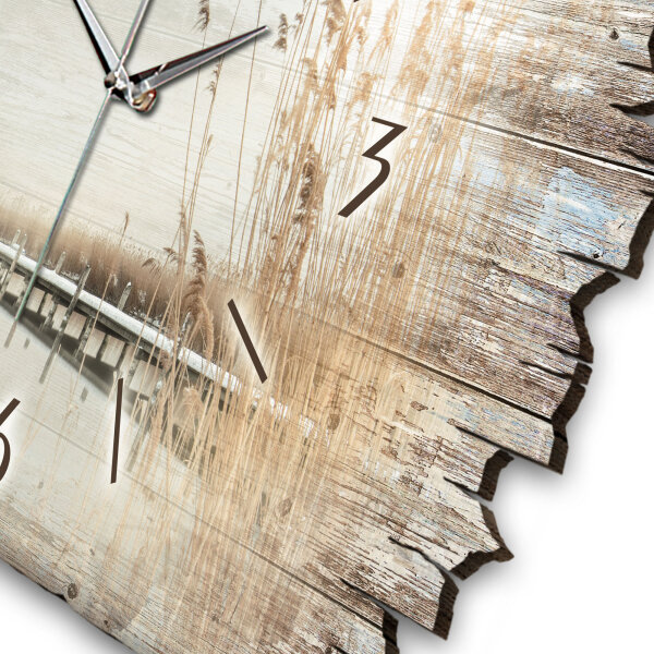 Steg Designer-Wanduhr aus Holz – leises Uhrwerk
