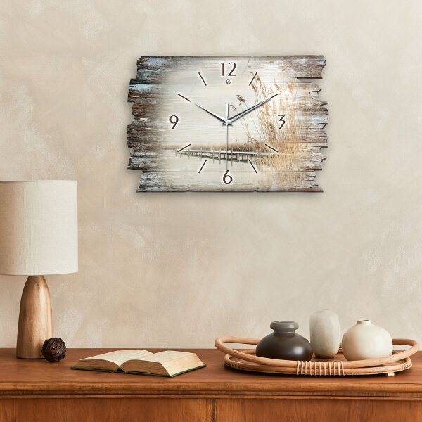 Steg Designer-Wanduhr aus Holz – leises Uhrwerk