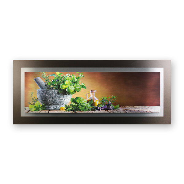 Küchenkräuter – 3D Alu Metallic Wandbild...