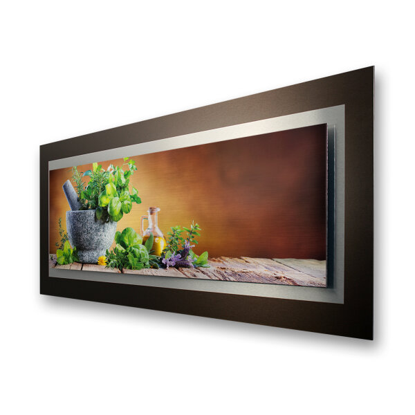 Küchenkräuter – 3D Alu Metallic Wandbild...