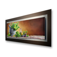 Küchenkräuter – 3D Alu Metallic Wandbild aus gebürstetem Aluminium