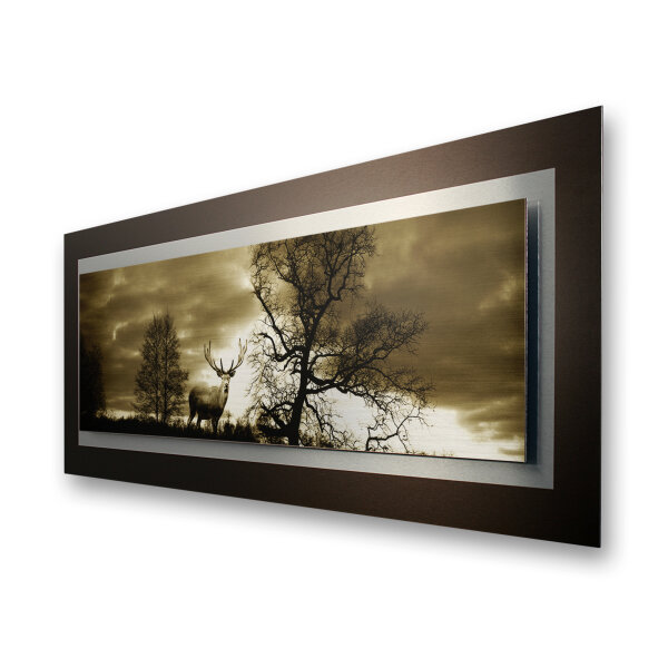 Hirsch – 3D Alu Metallic Wandbild aus...