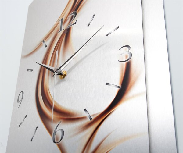 Abstrakte Linien – gewölbte 3D-Metallic-Wanduhr mit Alu-Rahmen