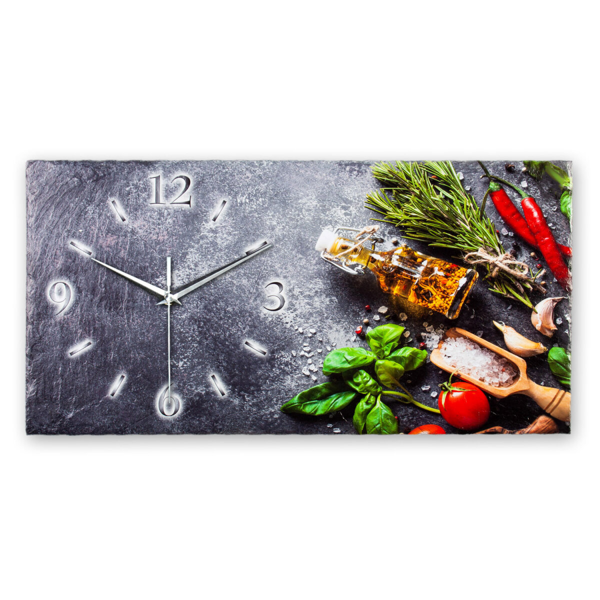 Frische Küche Design-Wanduhr aus Steinguss mit leisem Uhrwerk