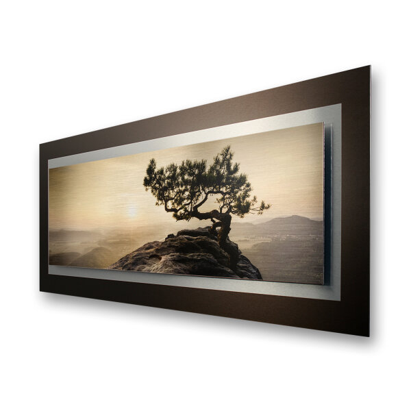 Einsamer Baum – 3D Alu Metallic Wandbild aus...