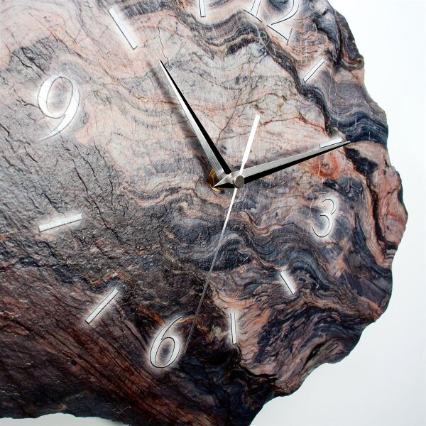 Marmor-Optik dunkel Design-Wanduhr aus Steinguss mit leisem Uhrwerk