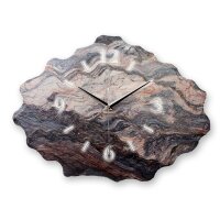 Marmor-Optik dunkel Design-Wanduhr aus Steinguss mit leisem Uhrwerk