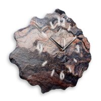 Marmor-Optik dunkel Design-Wanduhr aus Steinguss mit leisem Uhrwerk