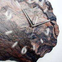 Marmor-Optik dunkel Design-Wanduhr aus Steinguss mit leisem Uhrwerk