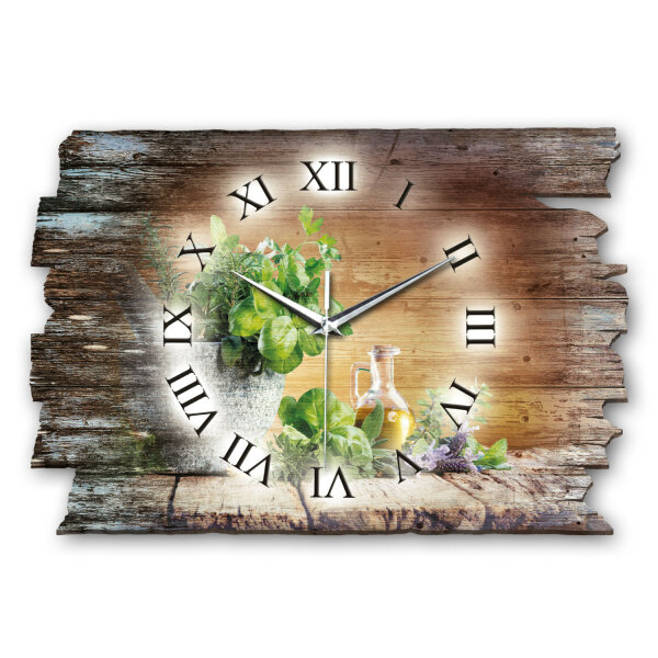 Frische Kräuter Designer-Wanduhr aus Holz –...