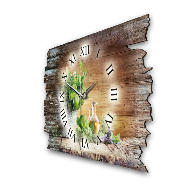 Frische Kräuter Designer-Wanduhr aus Holz –...