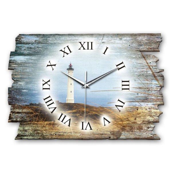 Weißer Leuchtturm Designer-Wanduhr aus Holz –...
