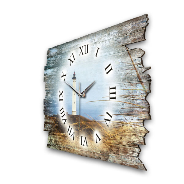 Weißer Leuchtturm Designer-Wanduhr aus Holz –...