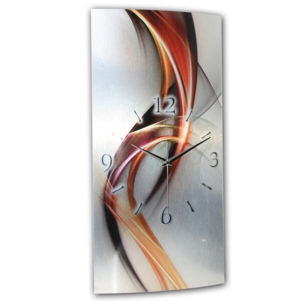 Abstrakt Flame Metallic Designer-Wanduhr mit leisem Uhrwerk aus Alu