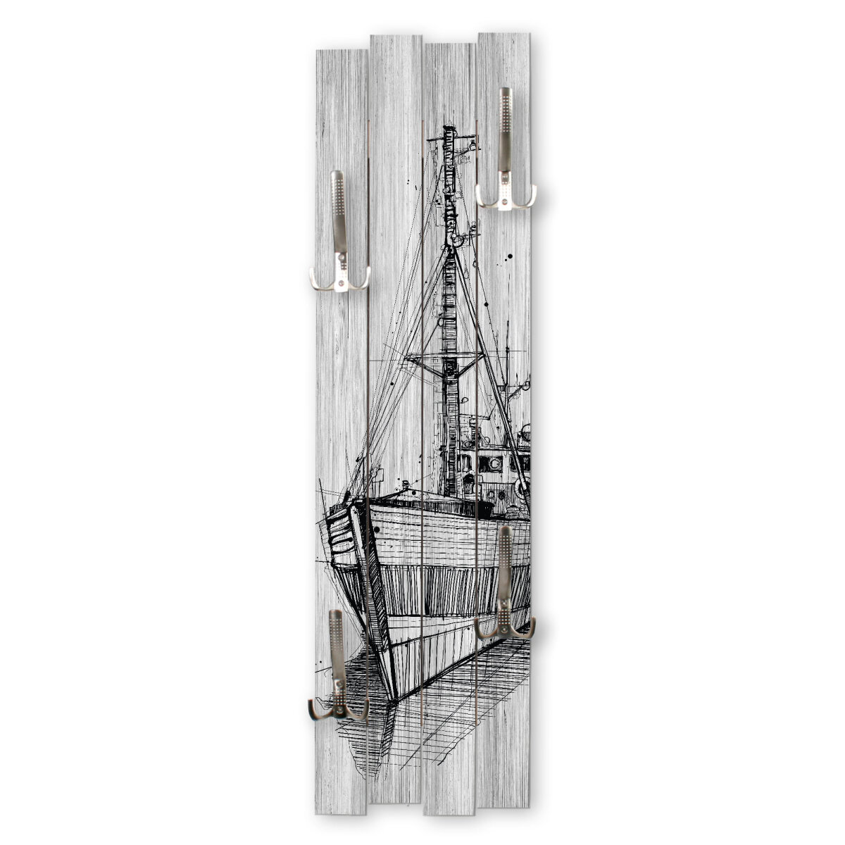 Schiff – Shabby Chic Holz-Garderobe aus MDF