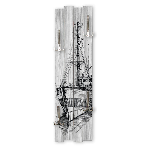 Schiff – Shabby Chic Holz-Garderobe aus MDF