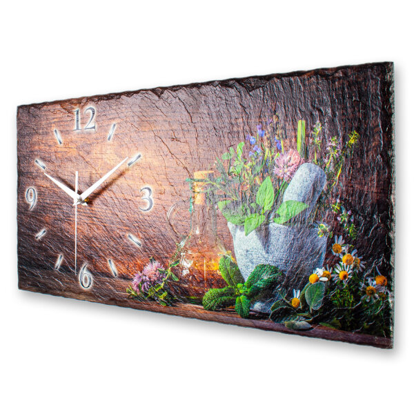 Kräutertee Design-Wanduhr aus Steinguss mit leisem...