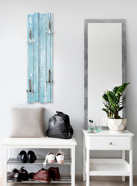 Altes Holz Hellblau – Shabby Chic Holz-Garderobe aus MDF