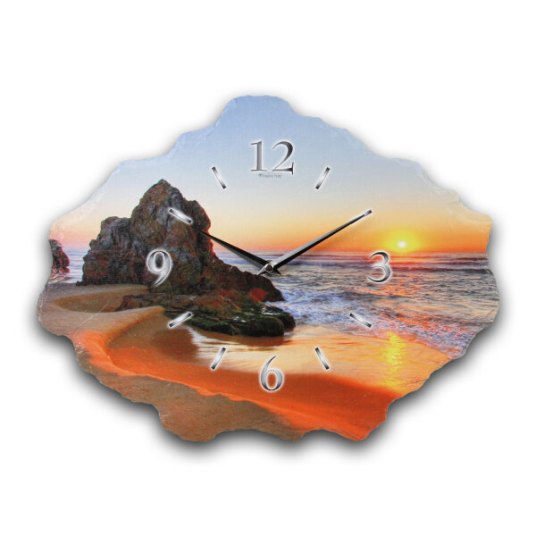 Beach Design-Wanduhr aus Steinguss mit leisem Uhrwerk