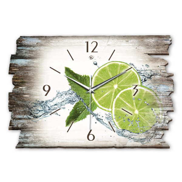 Limette Designer-Wanduhr aus Holz – leises Uhrwerk
