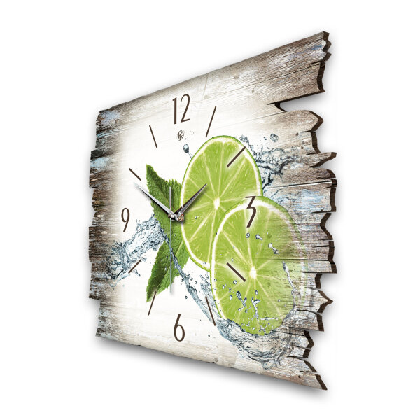 Limette Designer-Wanduhr aus Holz – leises Uhrwerk