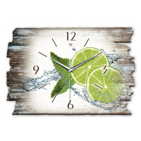Limette Designer-Wanduhr aus Holz – leises Uhrwerk